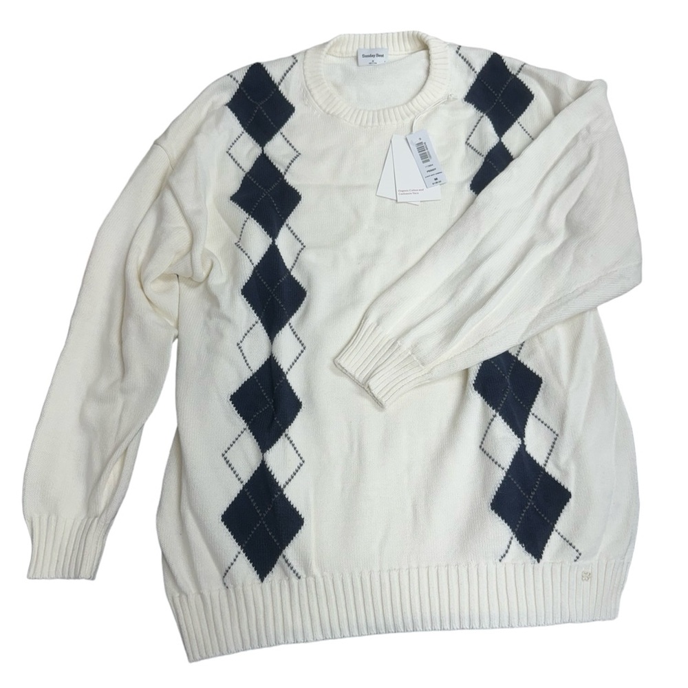BRAND NEW Aritzia Sunday Best Women’s argyle sweater size medium